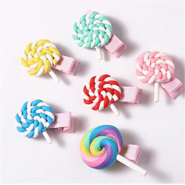 New Kids Cartoon Hair Accessories Children Cute Headwear Colorful Lollipops  Rainbow Hairpins Girls Candy Color Cloud